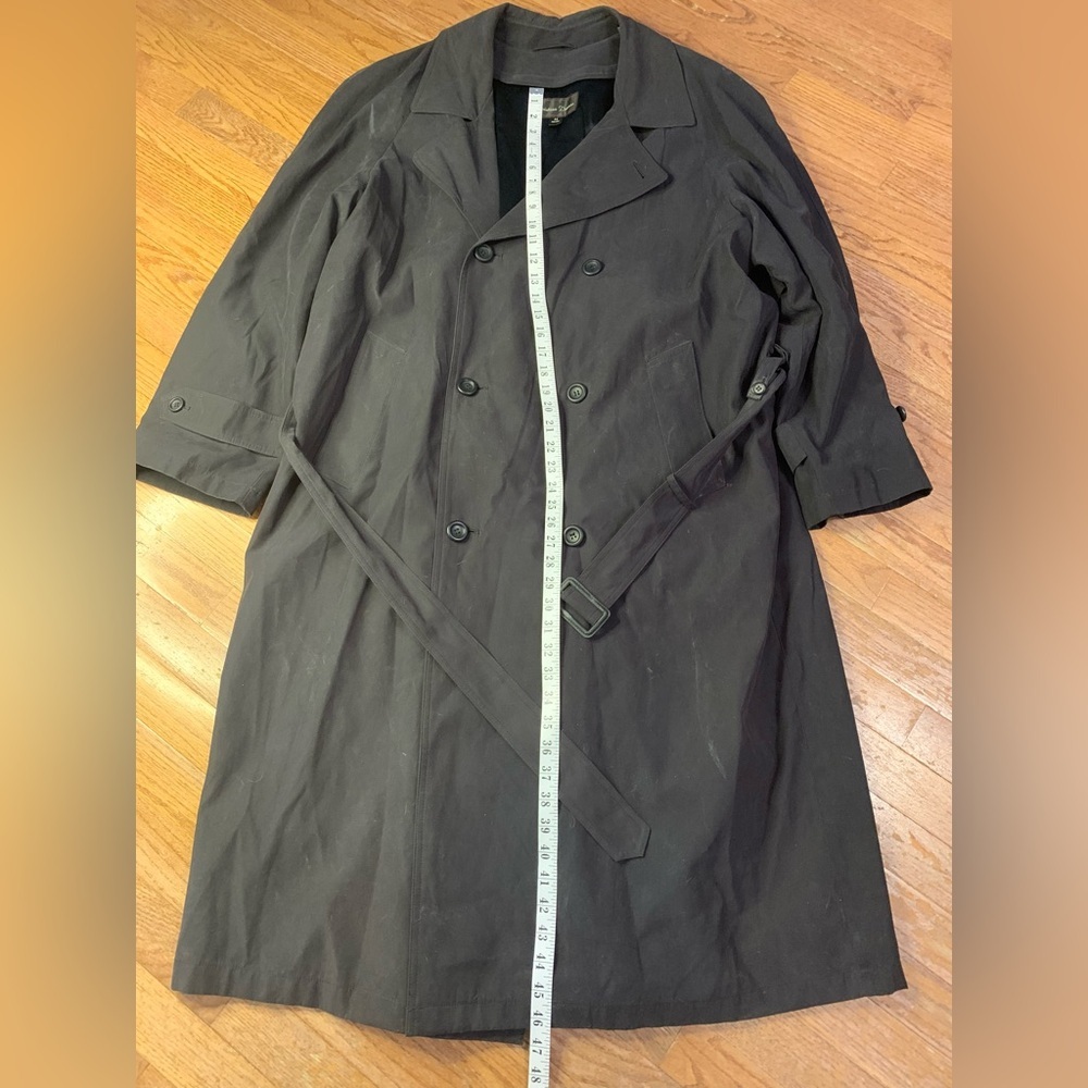 Christian Dumas Vintage Black Double-Breasted Trench Coat | Size 44 Reg - Picture 6 of 9
